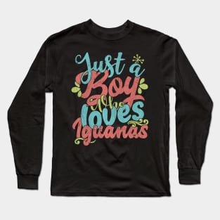 Just A Boy Who Loves Iguanas - Farmers Gift graphic Long Sleeve T-Shirt